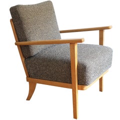 Refurbished Thonet Armchair with Original Fabric Refurbished Thonet Armchair