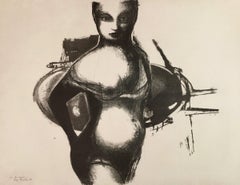 Mädchen, 4 aus Europäische Graphik VI, Schwarz-Weiß-Lithographie, 1968-9
