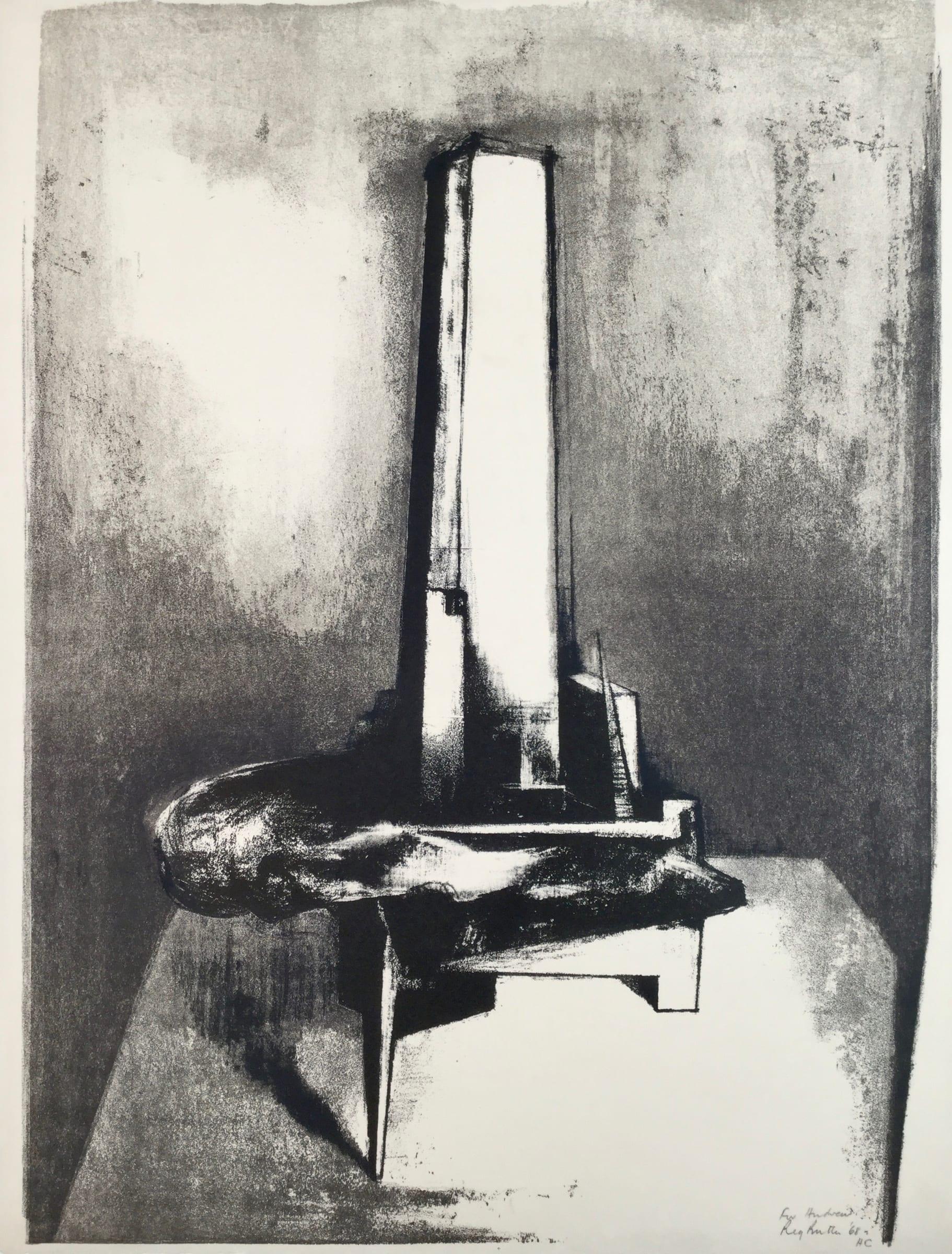 Torre, 5 da Europäische Graphik VI, stampa litografica in bianco e nero, 1968-9 - Print di Reg Butler