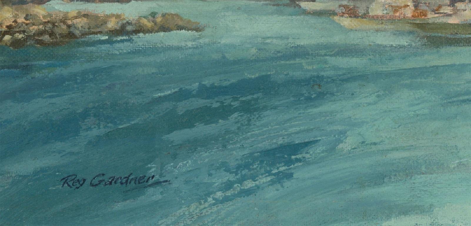 Reg Gardner - Contemporary Oil, Mediterranean Harbour Scene For Sale 2