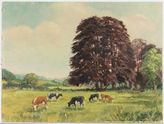 Reg Gardner - Fine Signed 1979 Oil, Cows in a Landscape