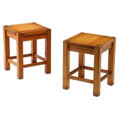 Regain Quadratische Hocker oder Tische aus Kiefernholz, Frankreich 1960er Jahre