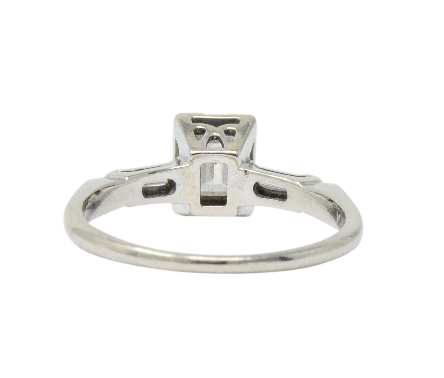 Emerald Cut Regal 0.45 Carat Diamond 14 Karat White Gold Engagement Ring