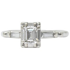 Vintage Regal 0.45 Carat Diamond 14 Karat White Gold Engagement Ring