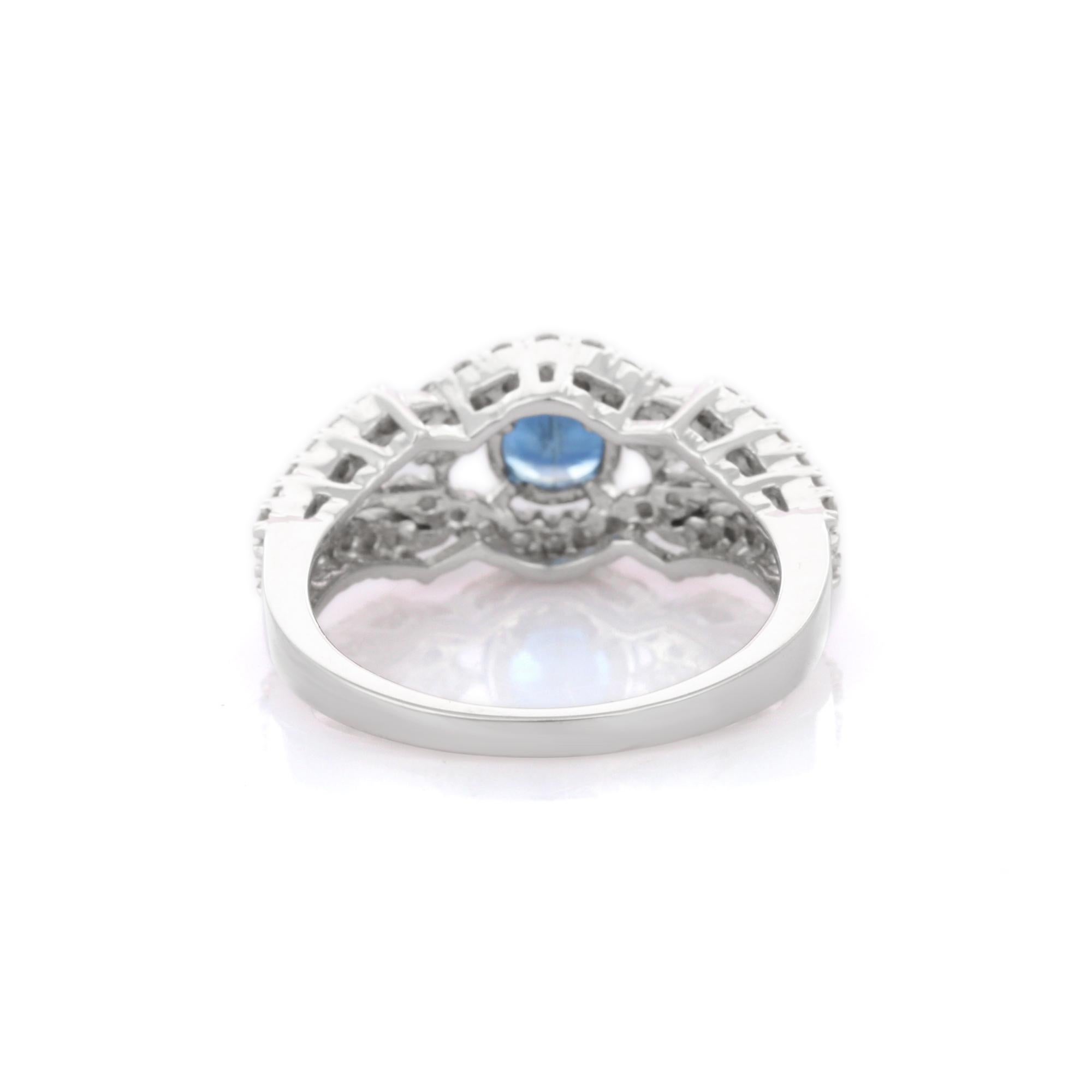 For Sale:  18K White Gold Regal 0.88ct Round Cut Sapphire Diamond Engagement Ring  4