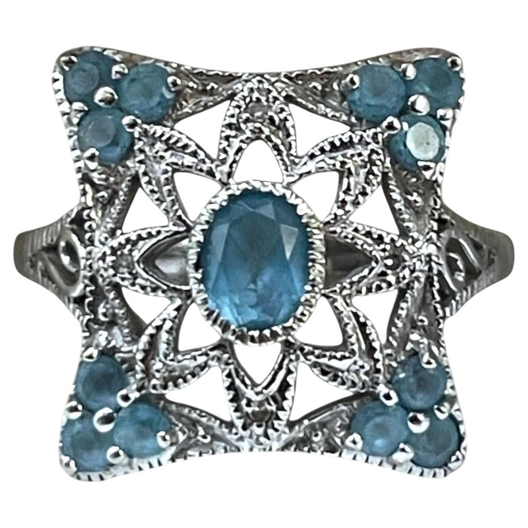 Regal 10K White Gold Aqua Ring Size 6