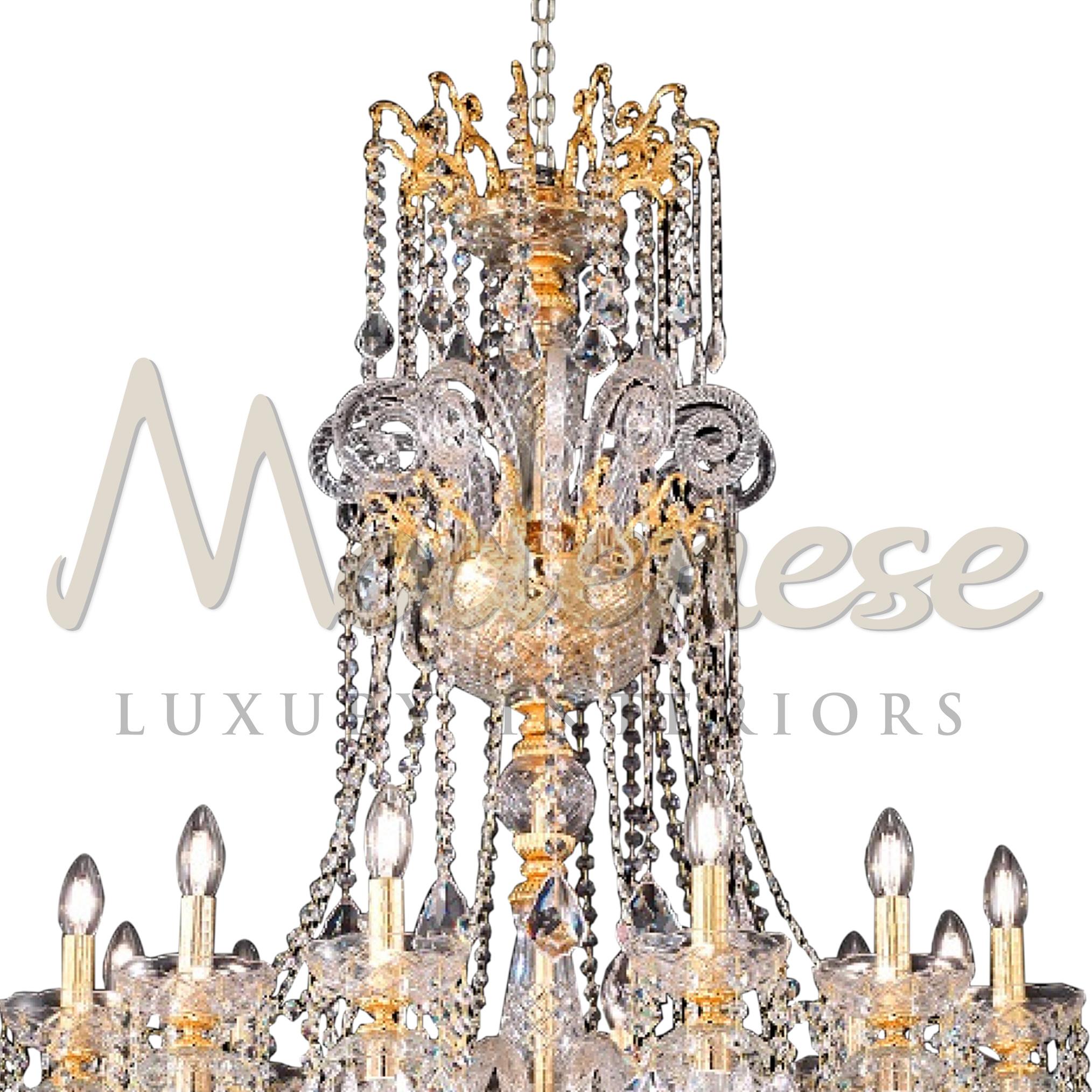 Empire Revival Regal 12 Lights Chandelier in Gold Plated Finish and Transparent Scholer Crystal For Sale