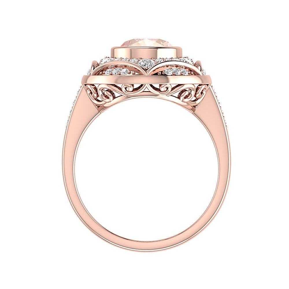 Regal 1.60Ct Oval Morganite Diamond Ring In New Condition For Sale In New York, NY