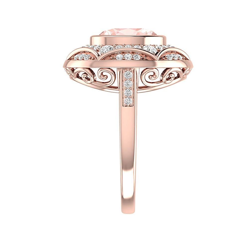 Women's or Men's Regal 1.60Ct Oval Morganite Diamond Ring For Sale