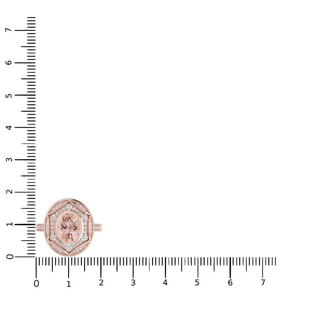 Regal 1.60Ct Oval Morganite Diamond Ring For Sale 2