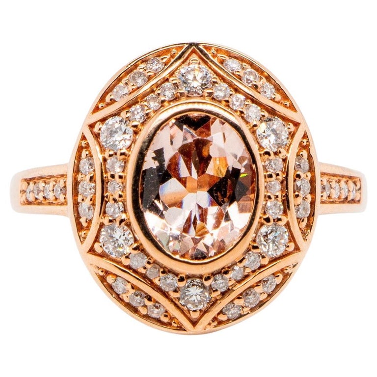 Regal 1.60Ct Oval Morganite Diamond Ring For Sale at 1stDibs