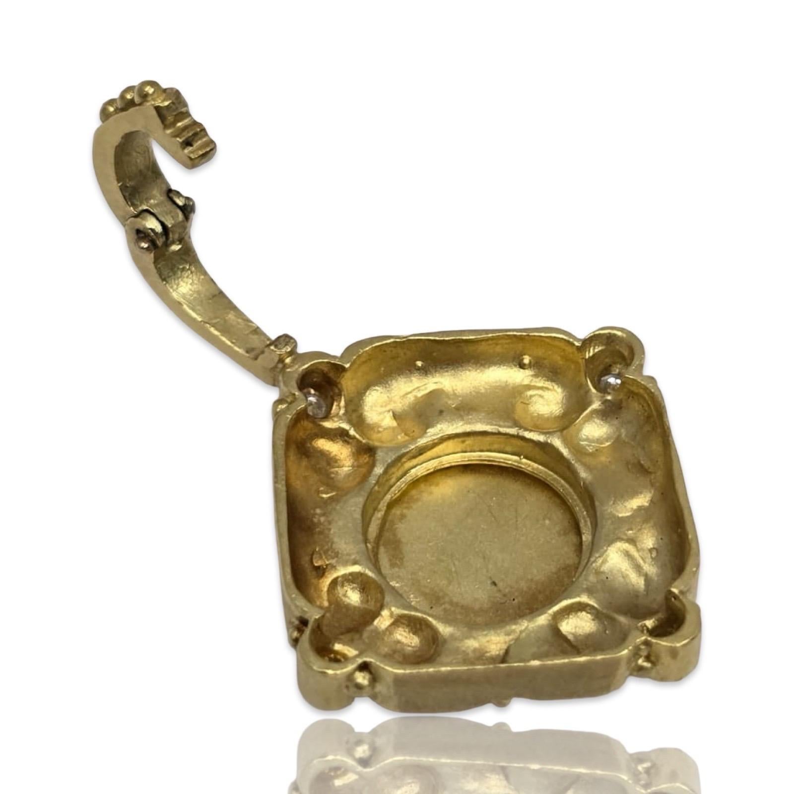 da uomo o donna Ciondolo a medaglione rinascimentale in oro 18 carati con diamanti da 0,40 carati in vendita