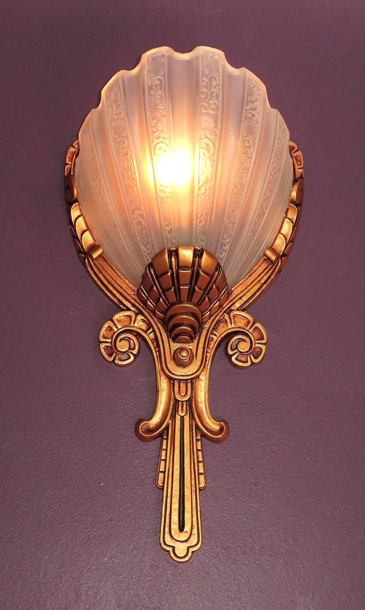 Polychromed Regal 1930s Deco Sconces 4 Available Priced Each For Sale