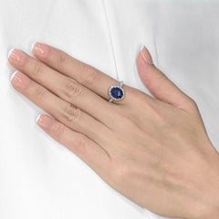 Regale anello con zaffiro e diamante naturale da 3,29 carati in oro bianco 18 carati