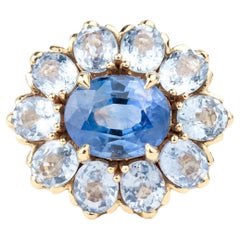 Regal 3ct Natural Oval-Cut Blue Sapphire Halo Engagement Ring in 18K Yellow Gold