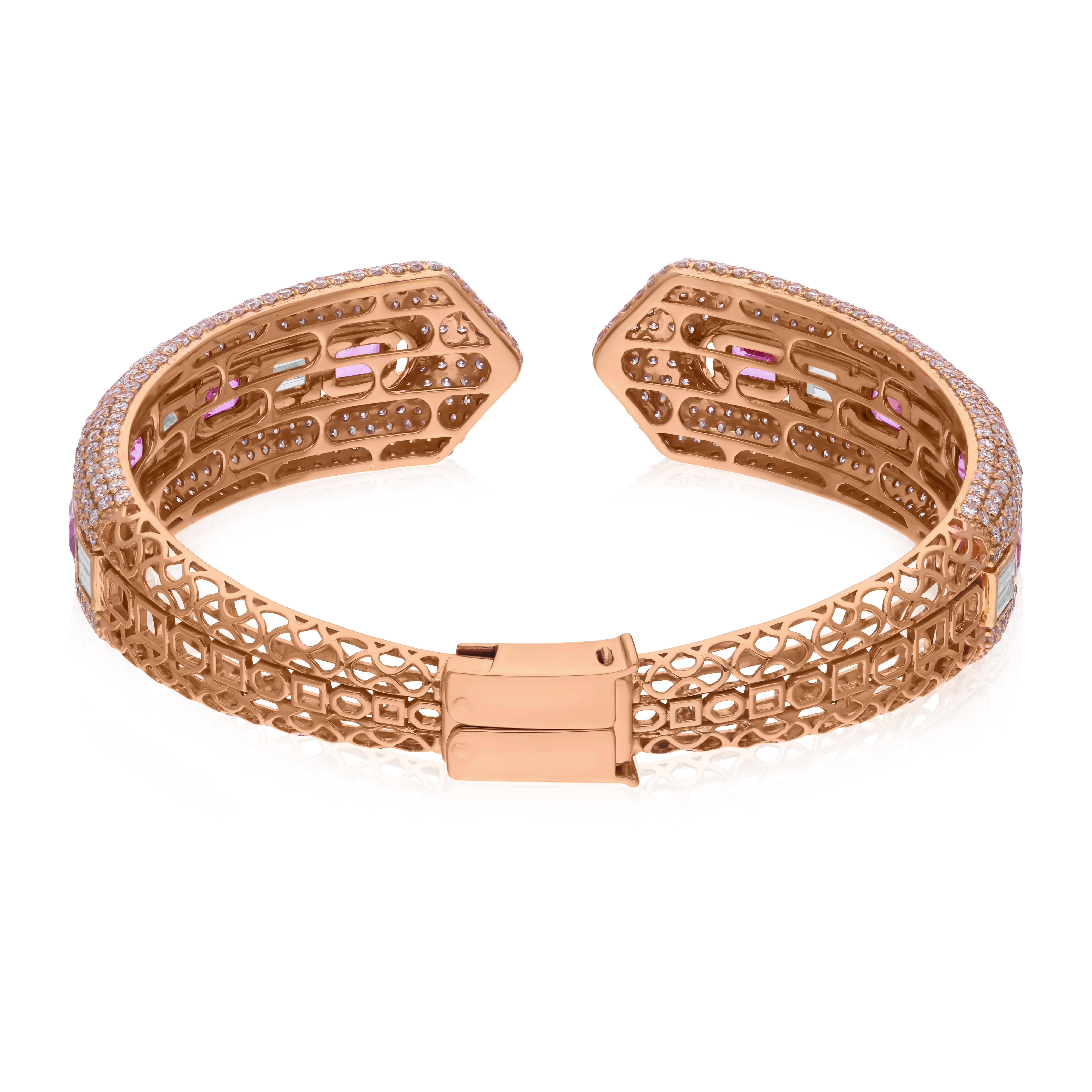 Regal 4,06cts Zafiro 7,5cts SI/HI Diamante Pulsera Brazalete 18k Oro Rosa Corte octogonal en venta