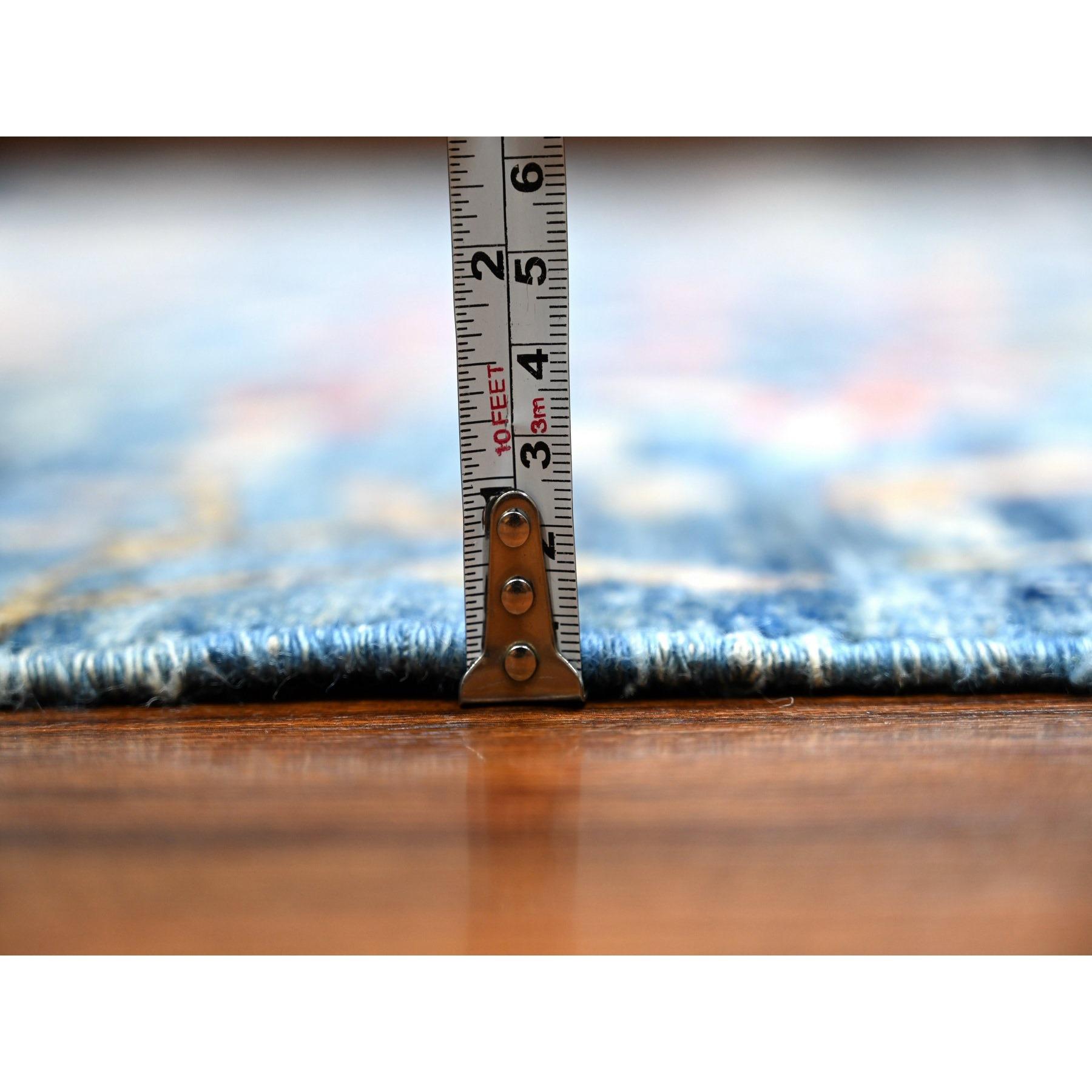 Regal Blue Peshawar Birds Paradise Wool Hand Knotted Oriental Rug 9'0
