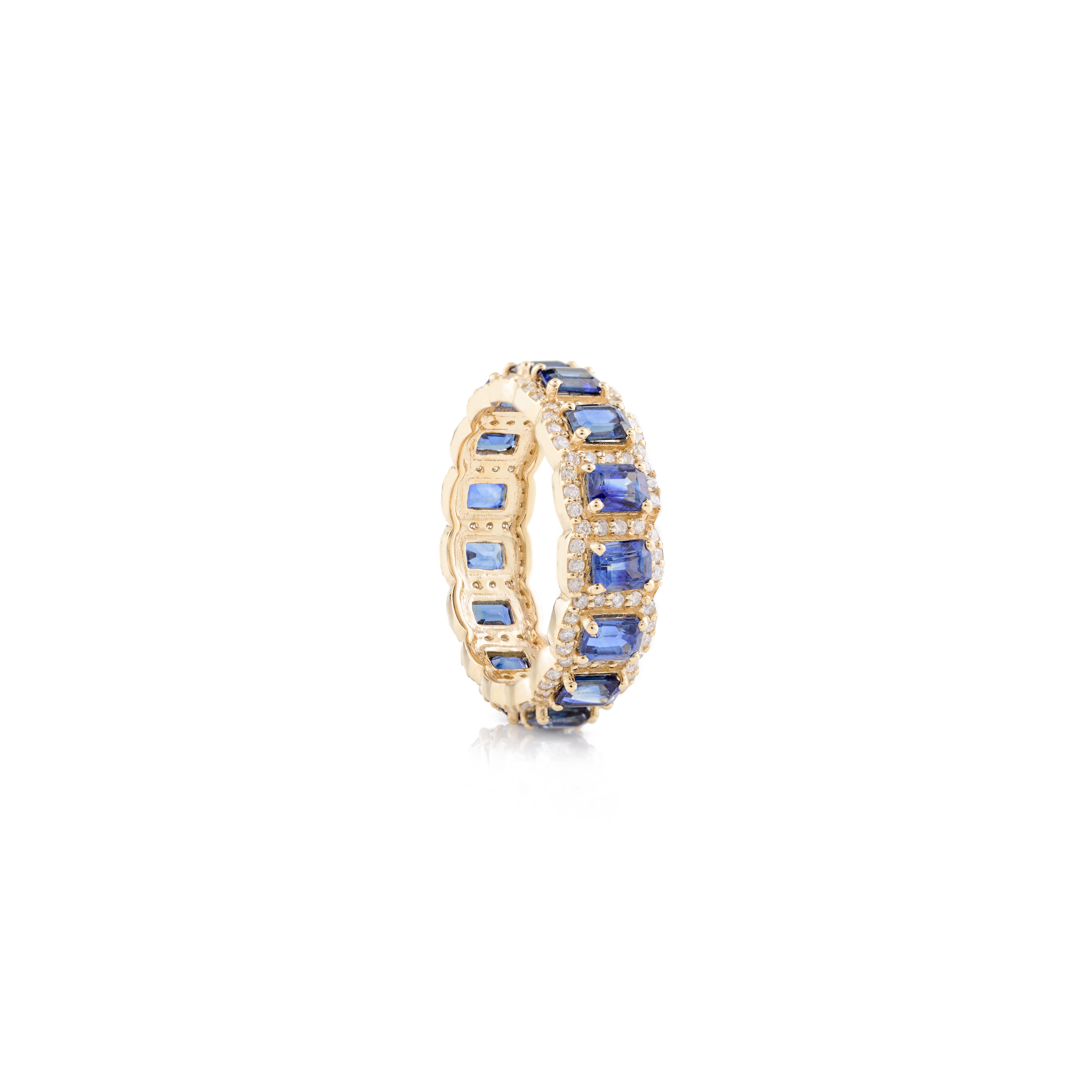 Im Angebot: Regaler blauer Saphir-Diamant-Verlobungsring aus 18 Karat Gelbgold Mom Gift () 7
