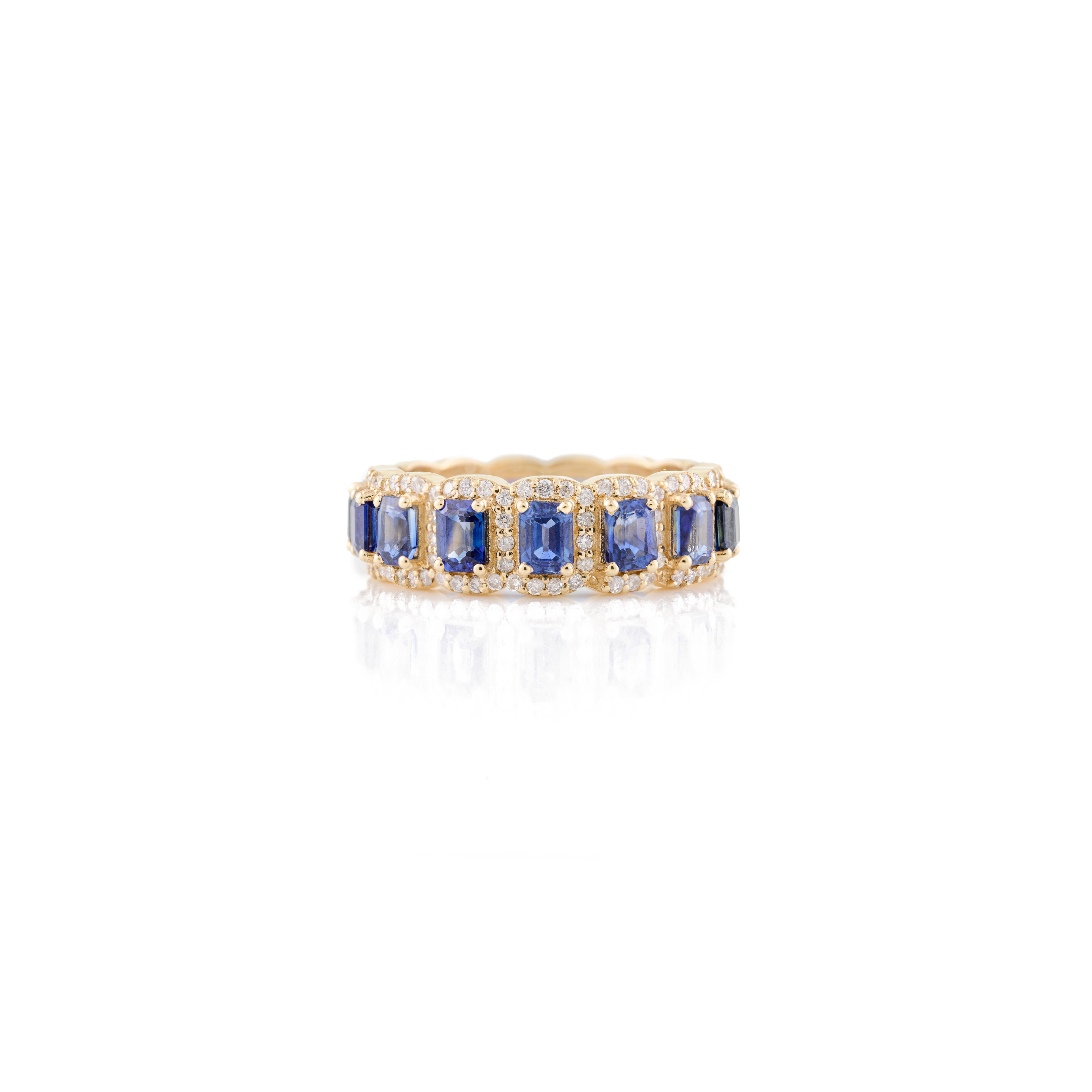 Im Angebot: Regaler blauer Saphir-Diamant-Verlobungsring aus 18 Karat Gelbgold Mom Gift () 8