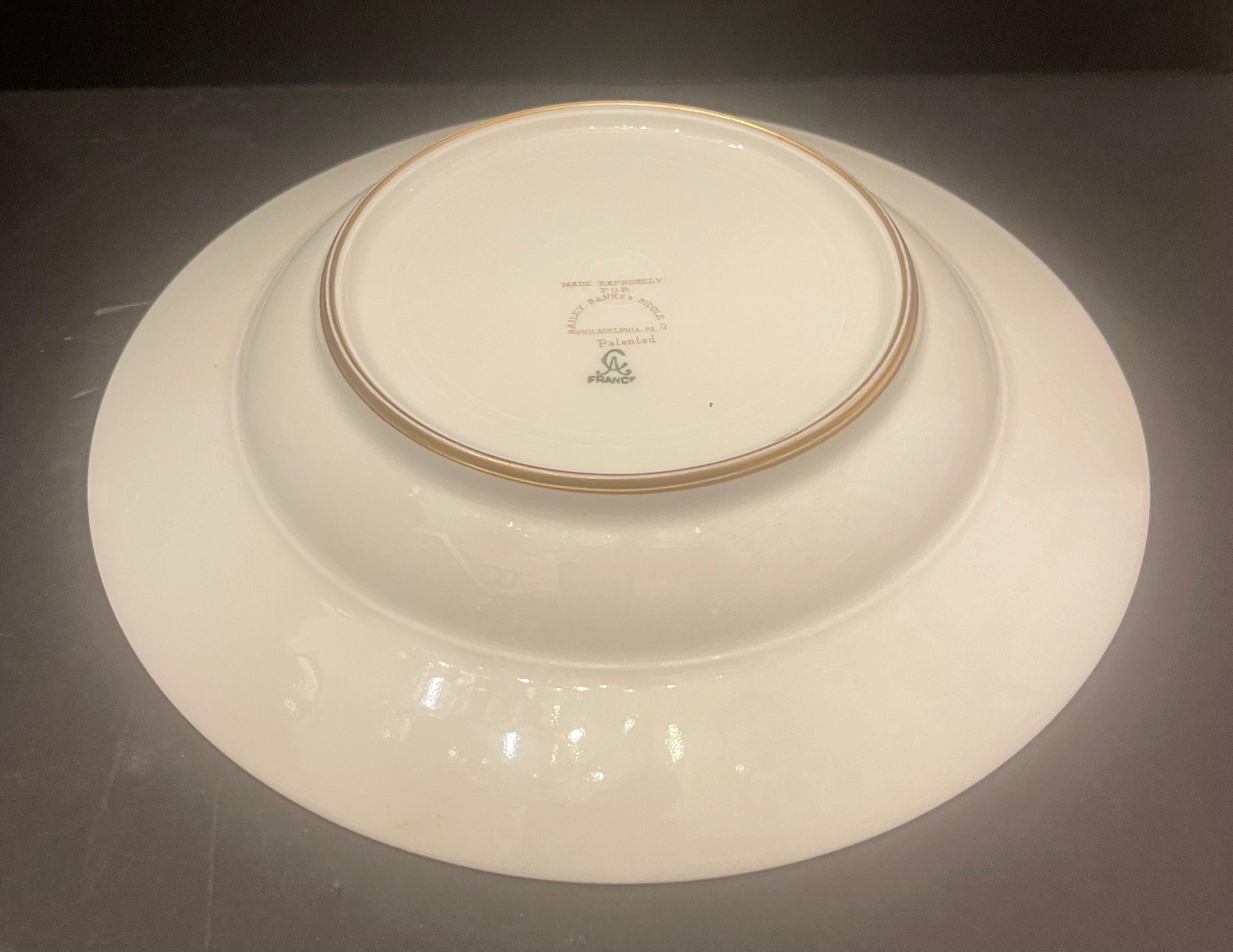 Regal Charles Ahrenfeldt Limoges Set 12 Raised Gold Encrusted Soup Bowls Plates In Good Condition In Roslyn, NY