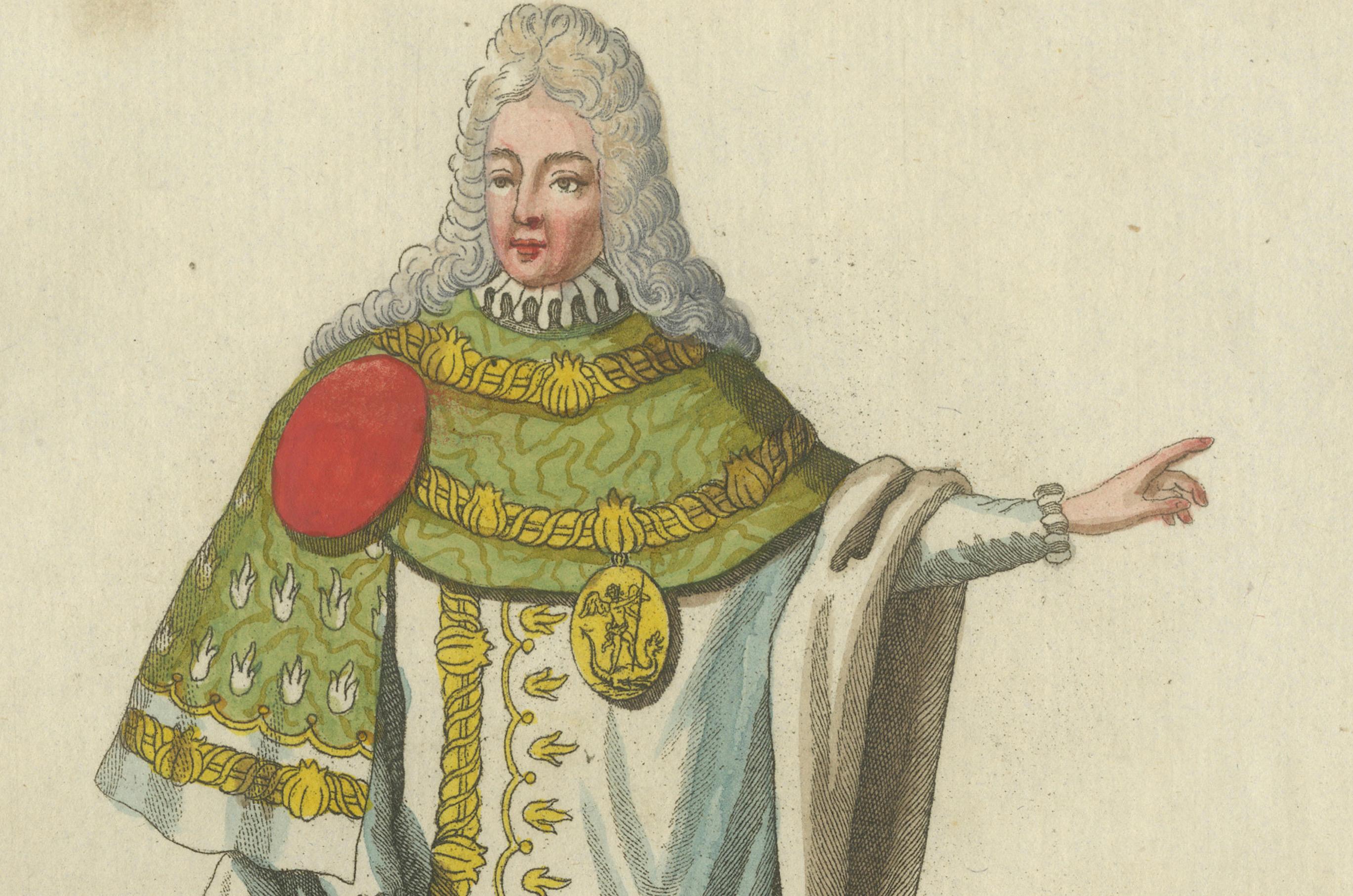 Engraved Regal Engraving of a Knight of the Order of St. Michael, France, 18th Century For Sale