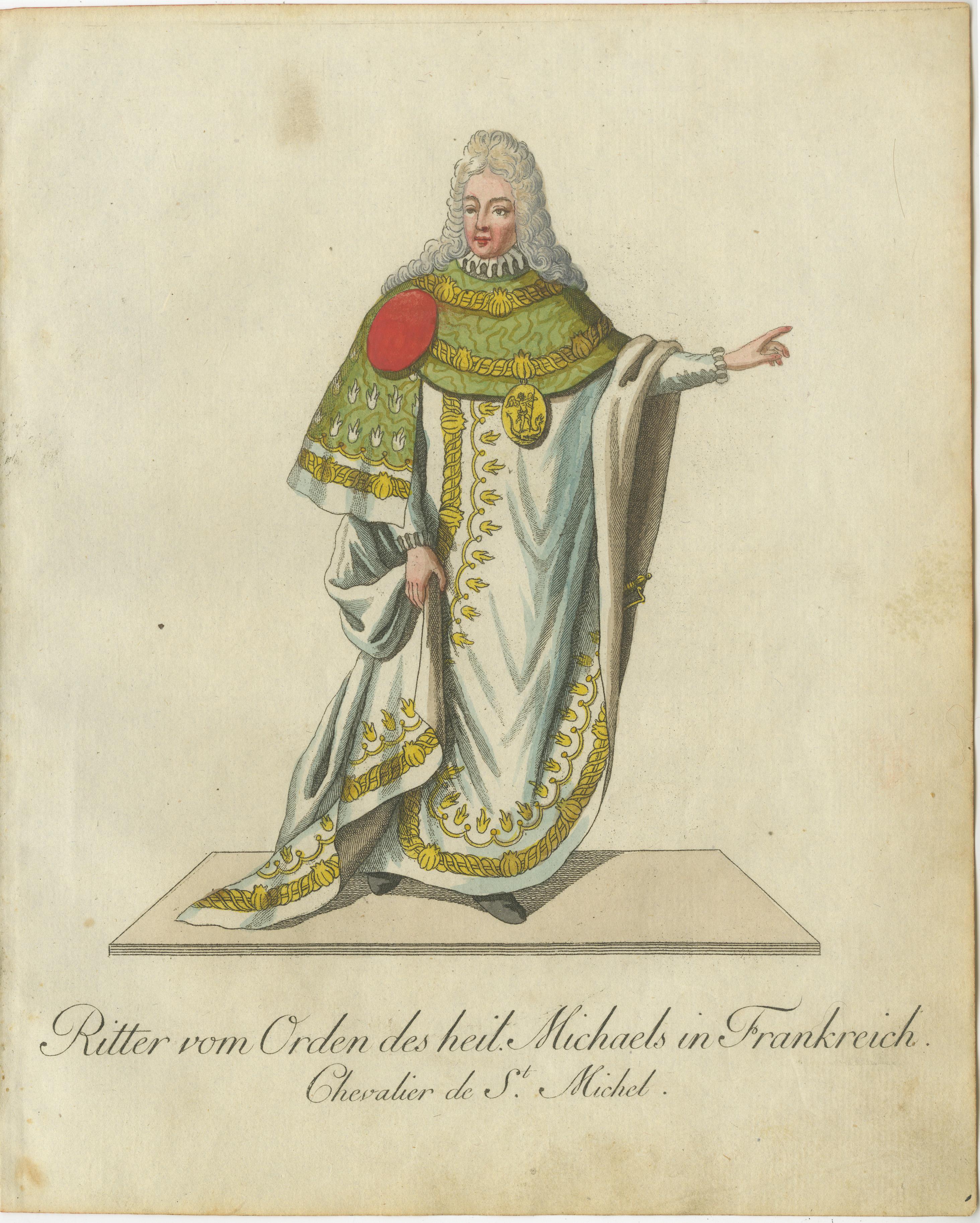 Late 18th Century Regal Engraving of a Knight of the Order of St. Michael, France, 18th Century For Sale