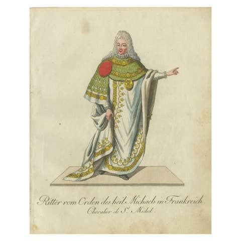 Regal Engraving of a Knight of the Order of St. Michael, France, 18th Century
