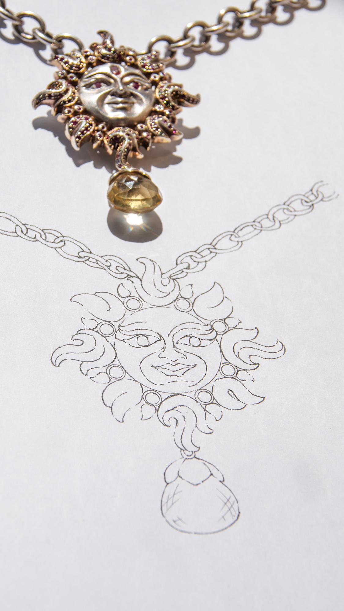Women's Regal Fantasy Sun Necklace For Sale