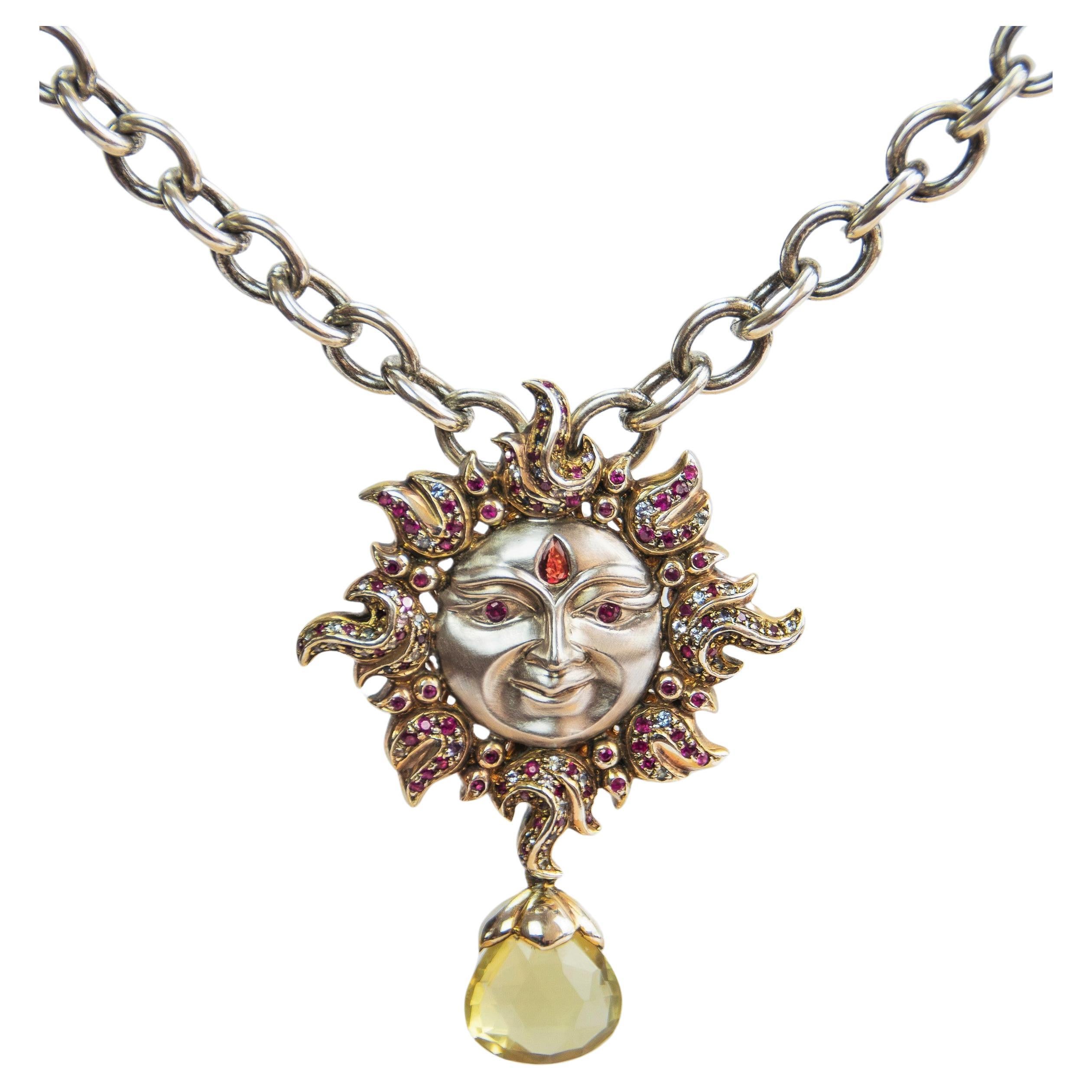 Regal Fantasy Sun Necklace For Sale