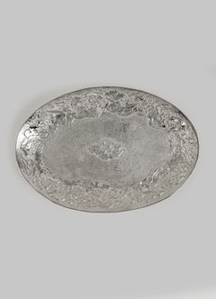 Regal Hybrid Silver Plated Round Platter Large in Brass, Viya by Vikram Goyal