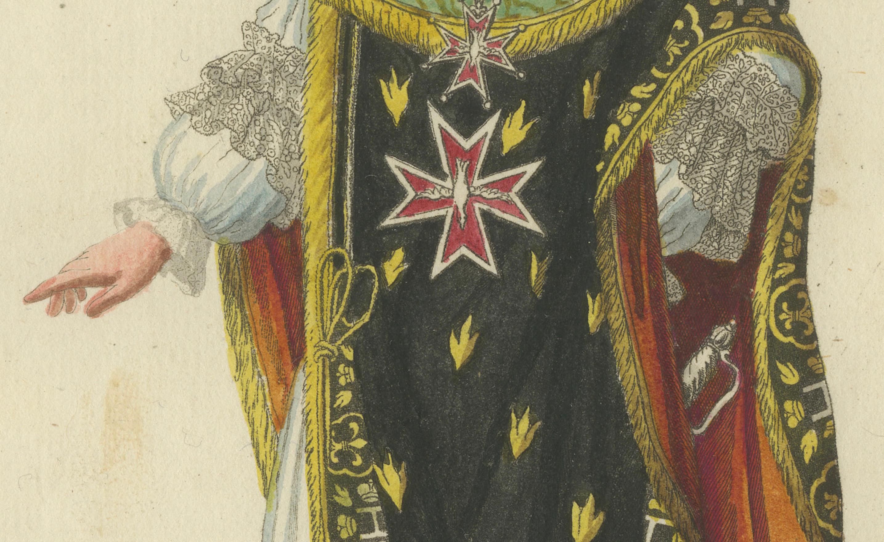 Engraved Regal Knight of the Order of the Holy Spirit – A Rare 18th-Century Masterpiece For Sale