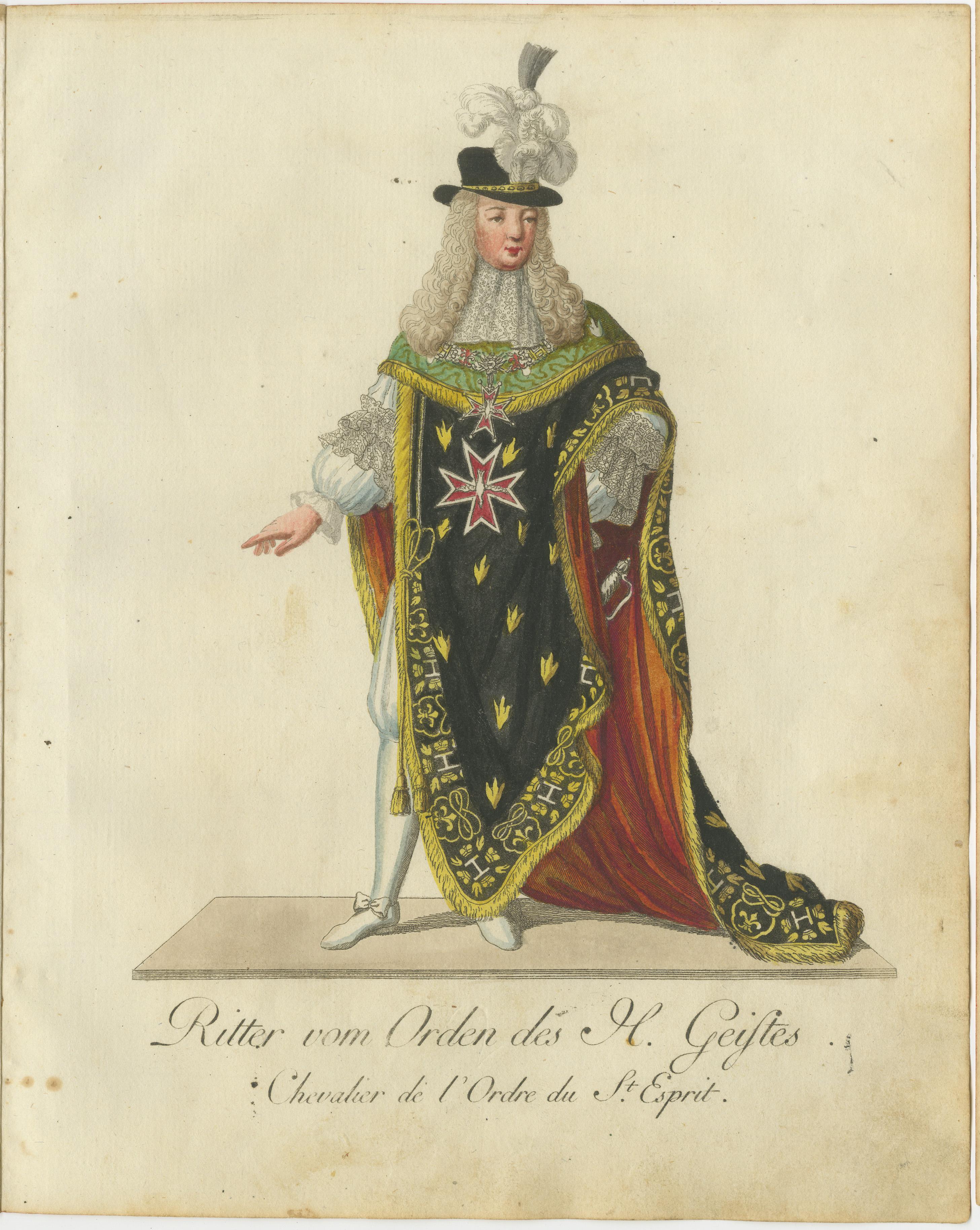 Paper Regal Knight of the Order of the Holy Spirit – A Rare 18th-Century Masterpiece For Sale