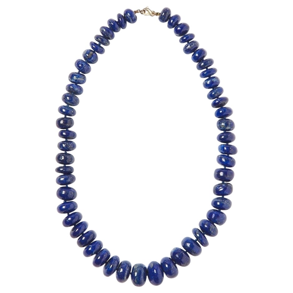 Regal Lapis Lazuli 14K Gold Statement Necklace For Sale
