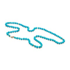 Regal Length Sleeping Beauty Turquoise Yellow Gold Necklace