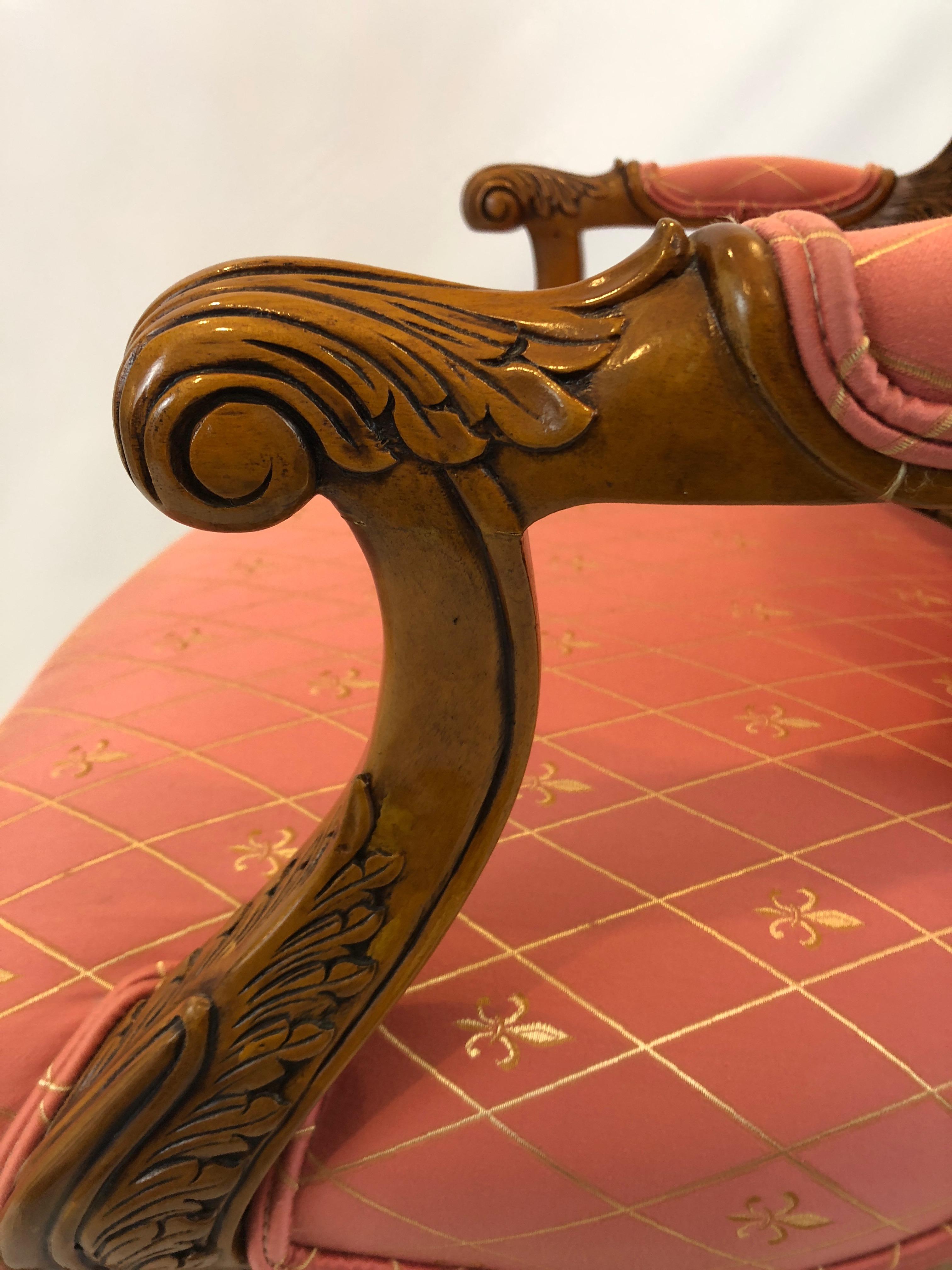 Regal Louis XVI Style Girard Emilia Hand Carved Italian Armchair For Sale 3