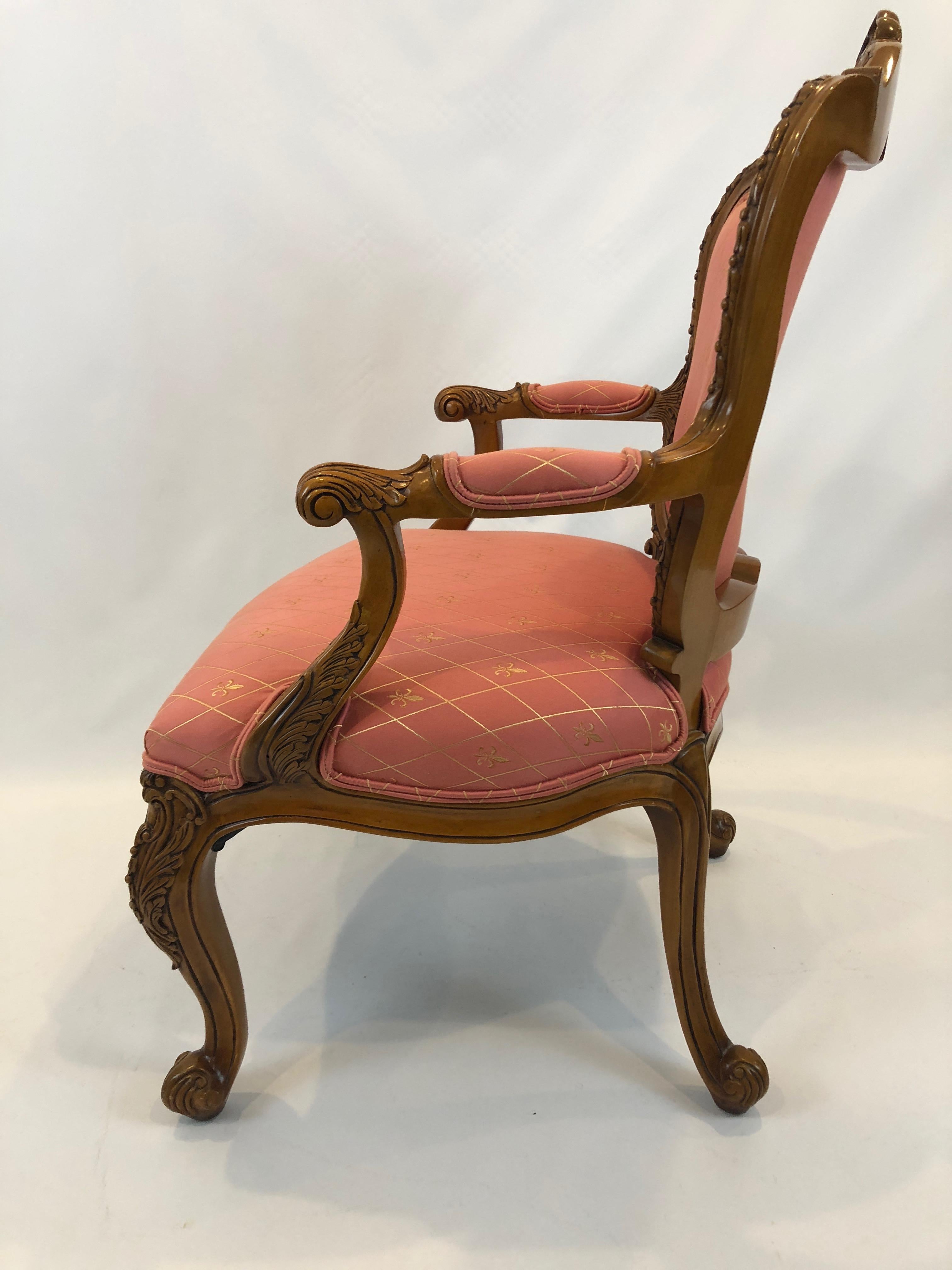 Regal Louis XVI Style Girard Emilia Hand Carved Italian Armchair For Sale 4