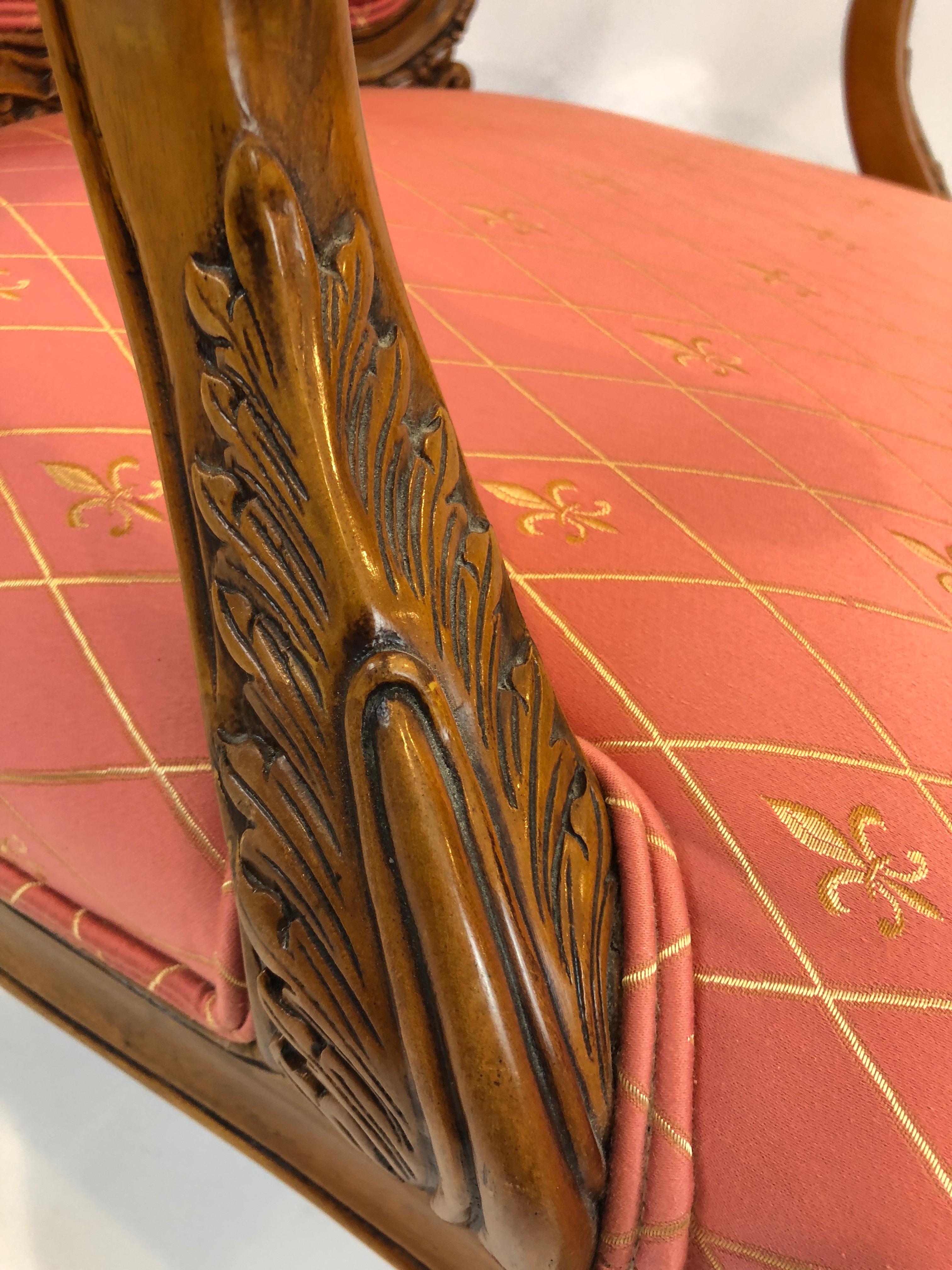 Regal Louis XVI Style Girard Emilia Hand Carved Italian Armchair For Sale 2