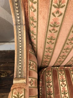 Regal Louis XVI Style Painted Wood and Velvet Loveseat