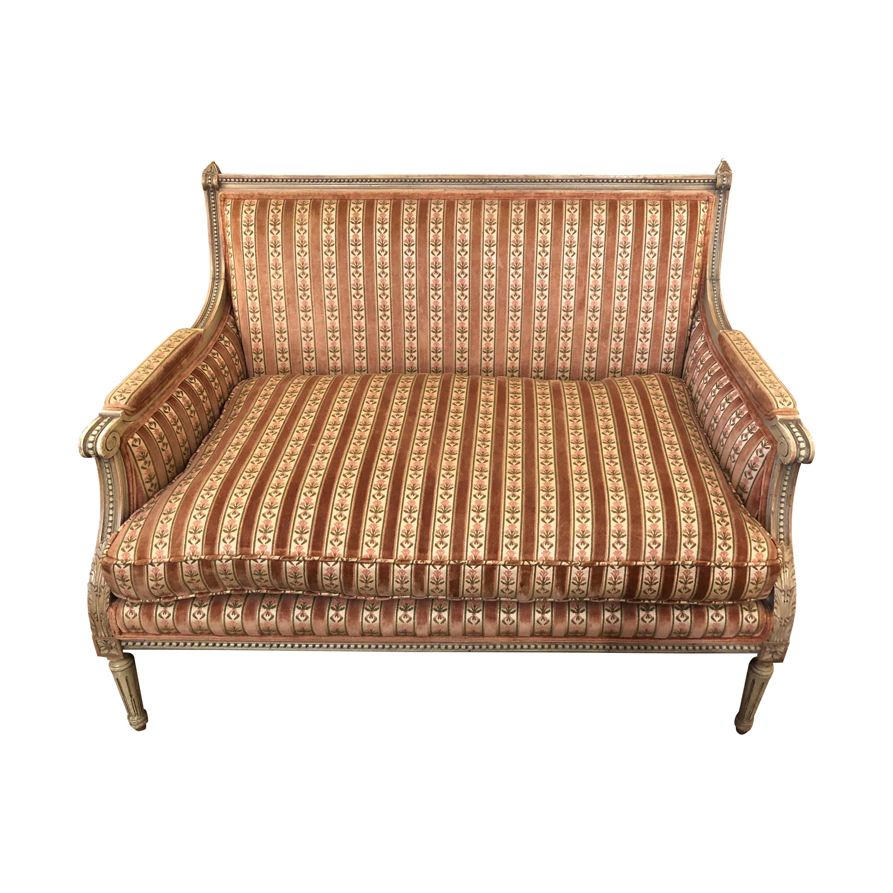 Regal Louis XVI Stil bemaltes Holz und Samt Loveseat