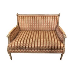 Regal Louis XVI Stil bemaltes Holz und Samt Loveseat