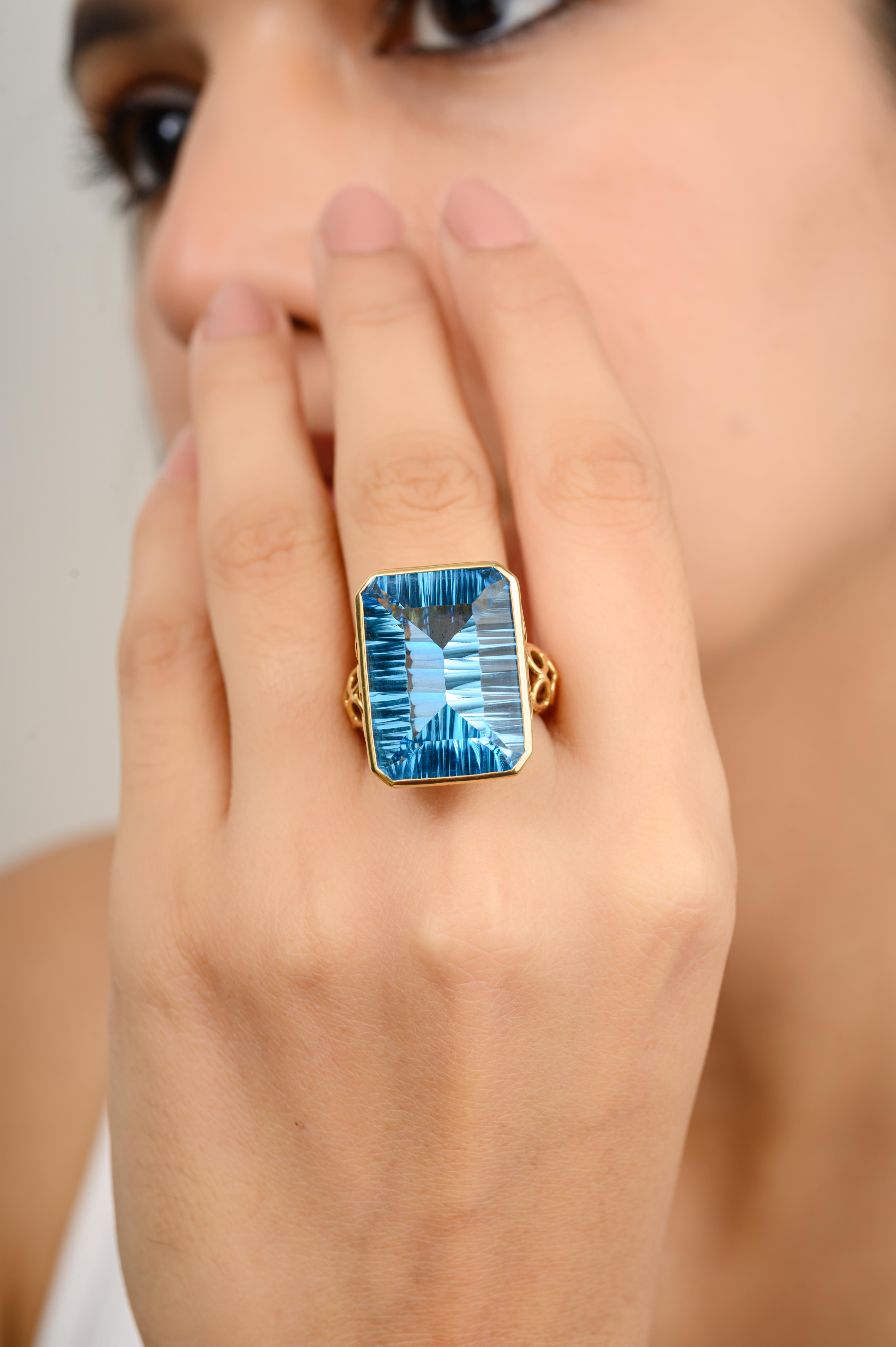 En vente :  Bague cocktail Regal taille octogonale 21,603 ct. pt. en or jaune 18 carats 4