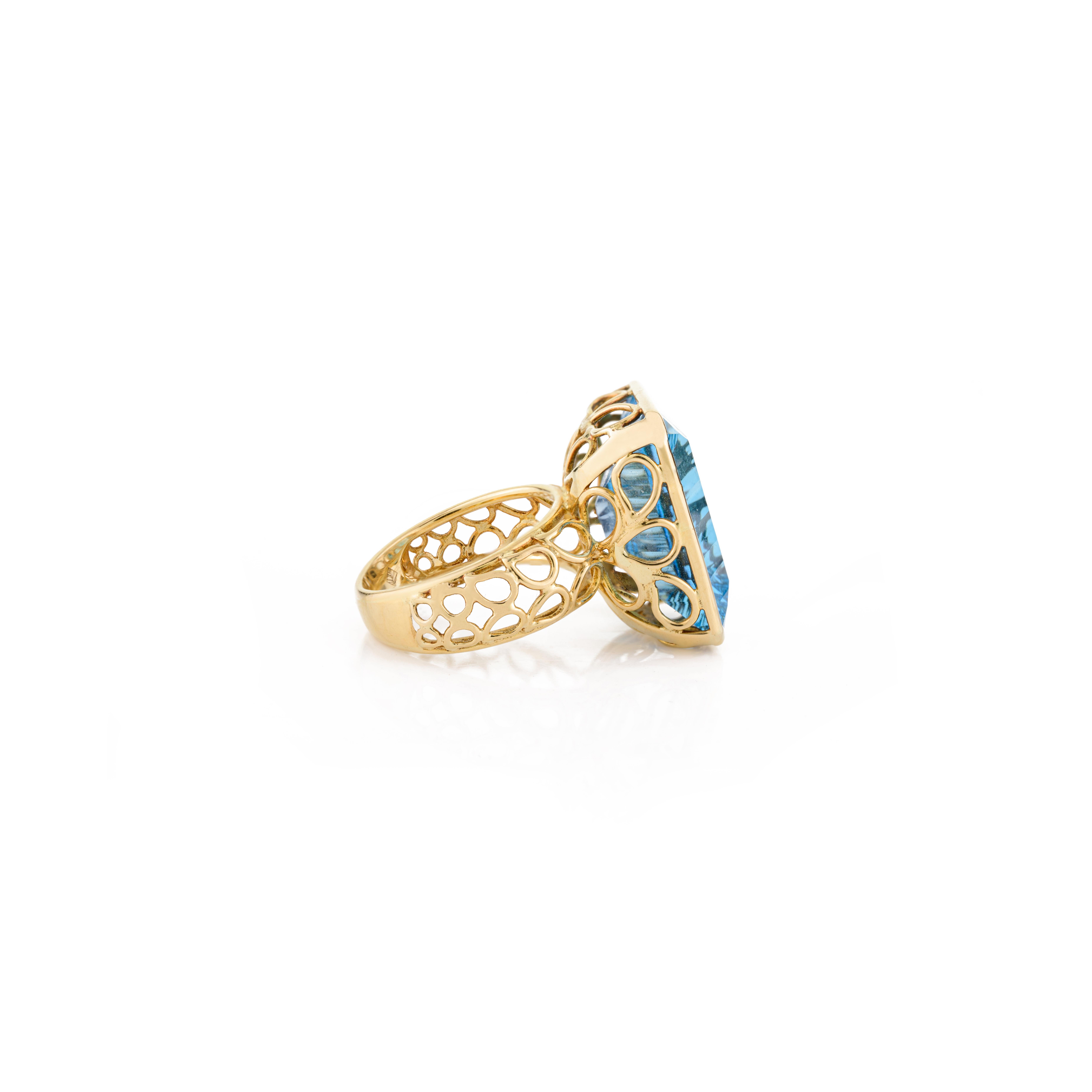 En vente :  Bague cocktail Regal taille octogonale 21,603 ct. pt. en or jaune 18 carats 5