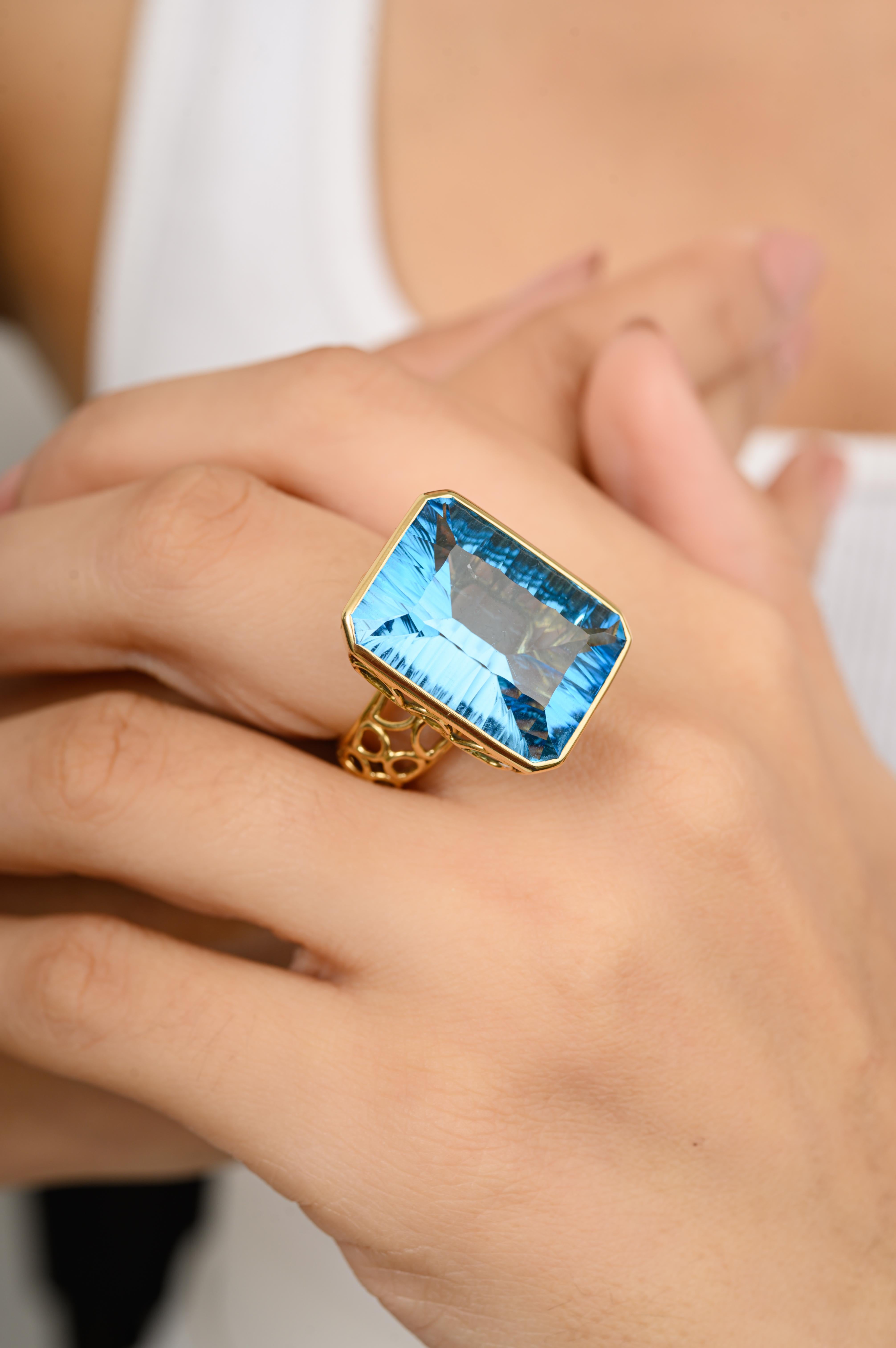 En vente :  Bague cocktail Regal taille octogonale 21,603 ct. pt. en or jaune 18 carats 6