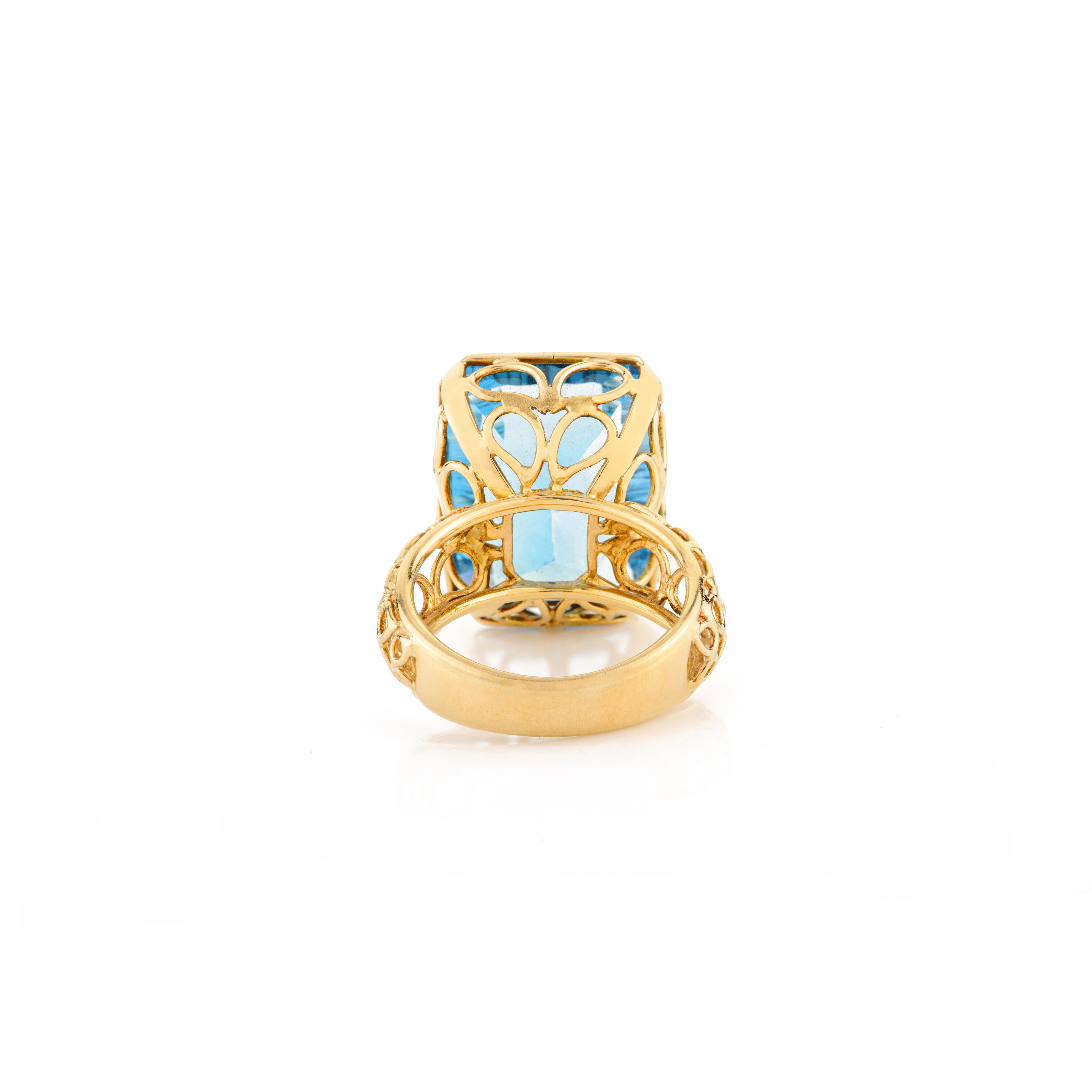En vente :  Bague cocktail Regal taille octogonale 21,603 ct. pt. en or jaune 18 carats 7