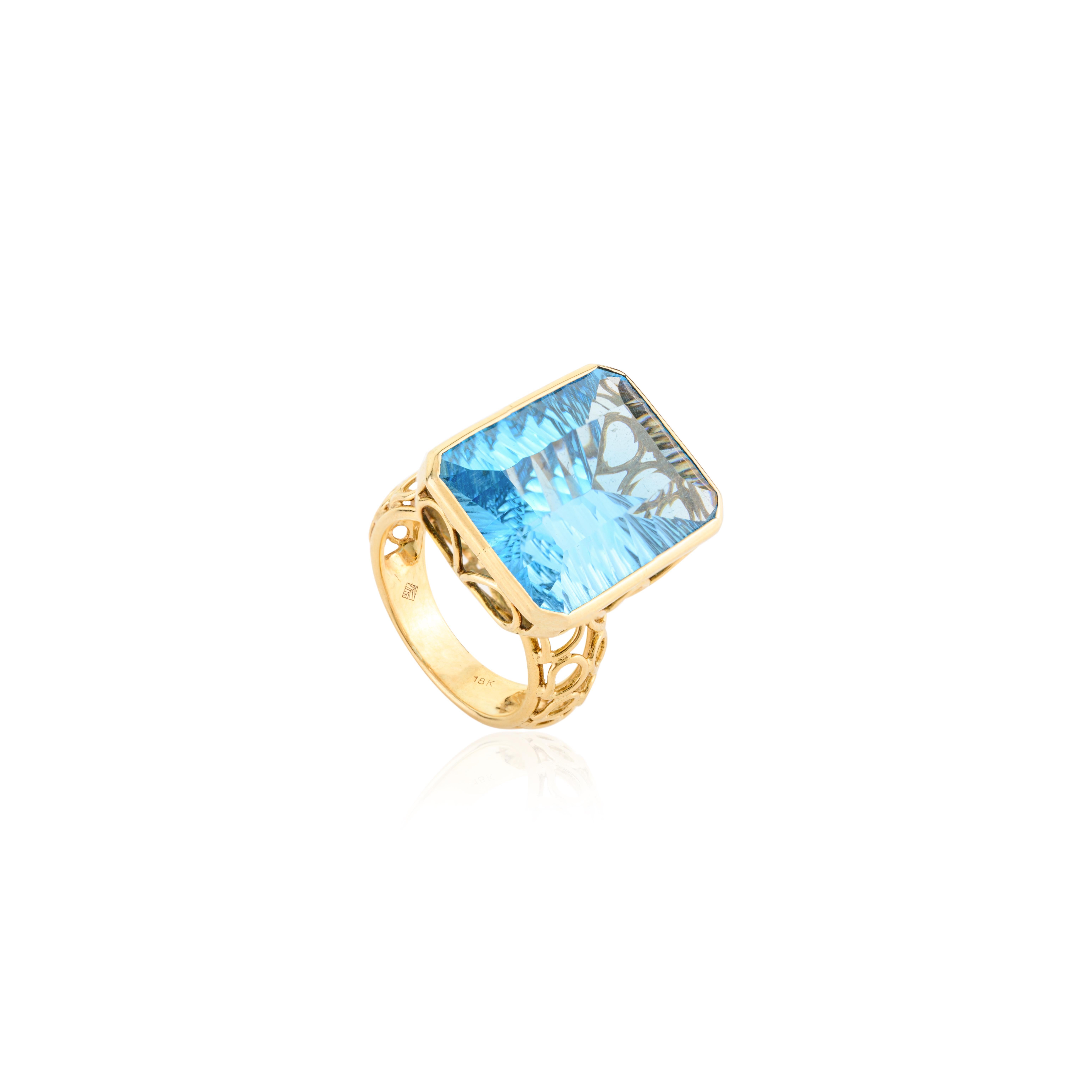 En vente :  Bague cocktail Regal taille octogonale 21,603 ct. pt. en or jaune 18 carats 8