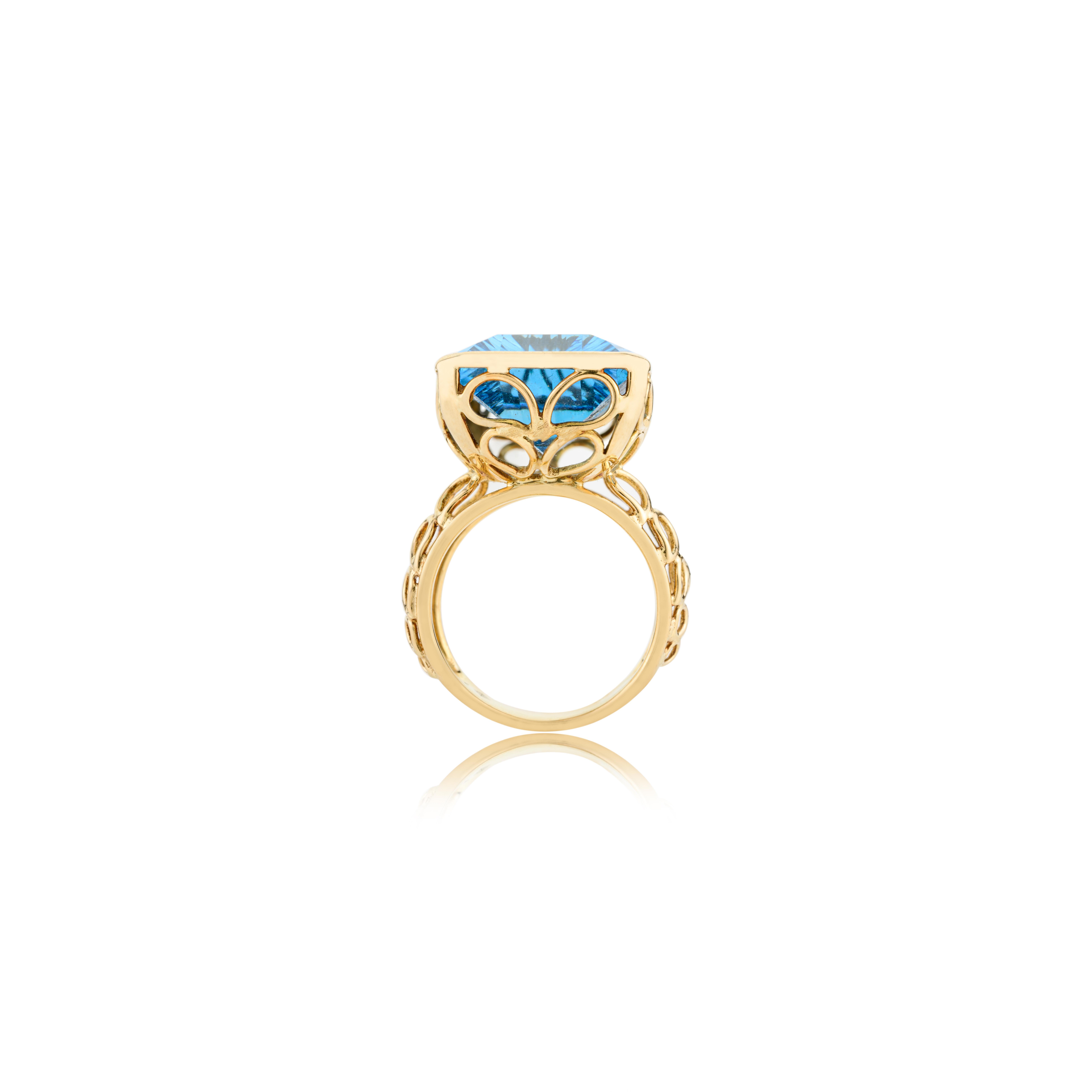 En vente :  Bague cocktail Regal taille octogonale 21,603 ct. pt. en or jaune 18 carats 9