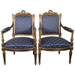 Regal Pair of Louis XVI Style Armchairs