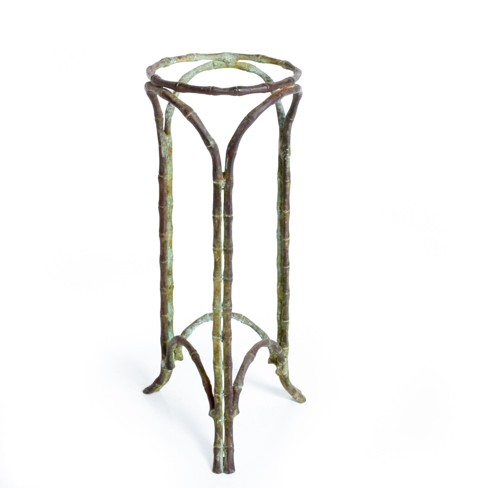 Regal Regency Faux Bamboo Pedestal Vase Stand Garden Planter in Bronze Verdigris 1