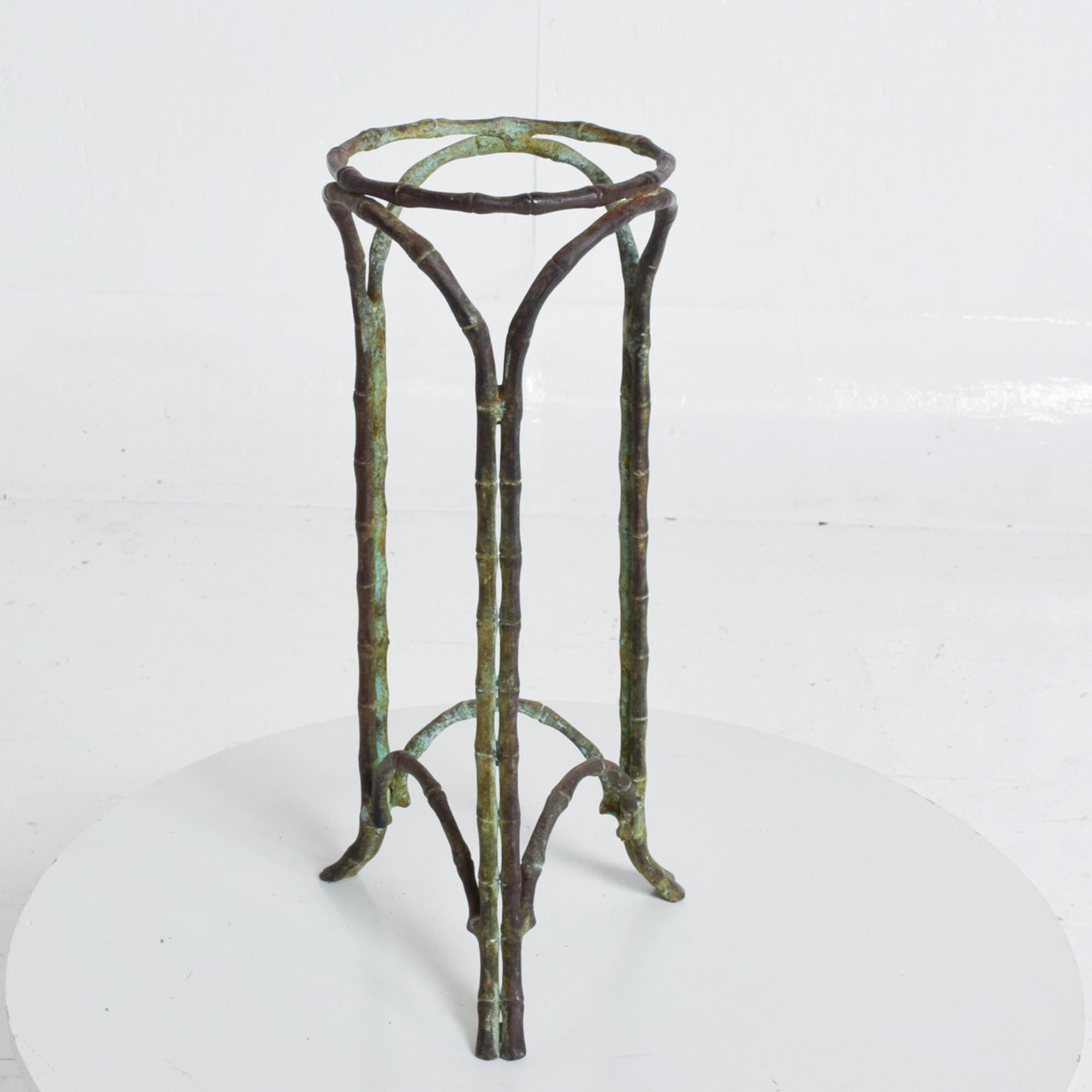 Regal Regency Faux Bamboo Pedestal Vase Stand Garden Planter in Bronze Verdigris 2