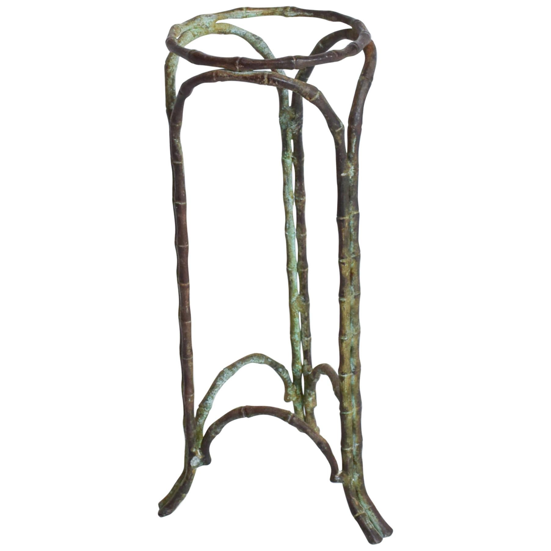 Regal Regency Faux Bamboo Pedestal Vase Stand Garden Planter in Bronze Verdigris